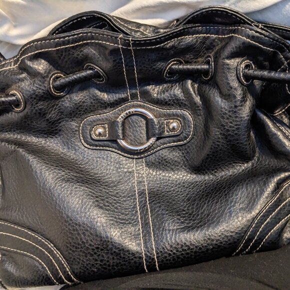 Black Pebbled Leather Bag, Cute - Picture 1 of 5